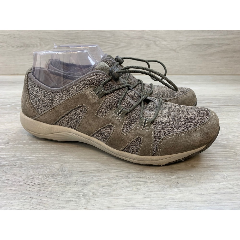 Dansko Women's Taupe Grey Suede Mesh Bungee 8.5 Walking Sneakers Comfort Shoes
